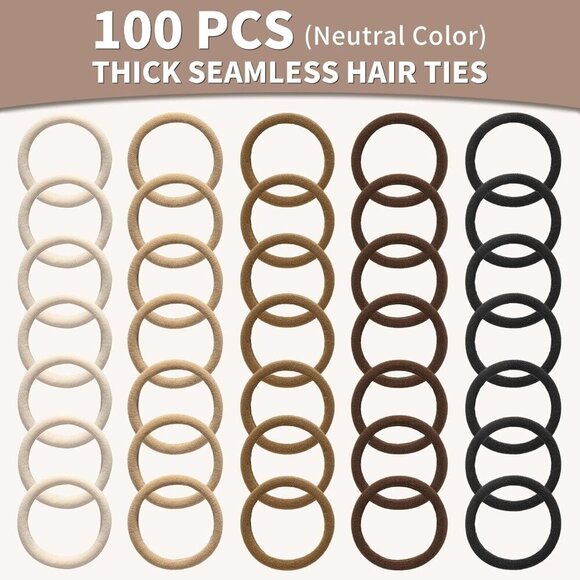 Black Hair Ties Extra Thick 100 Count Seamless Ponytail Holders for Women main image 5